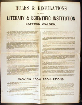 Rules and Regulations of the Saffron Walden Literary and Scientific Institute